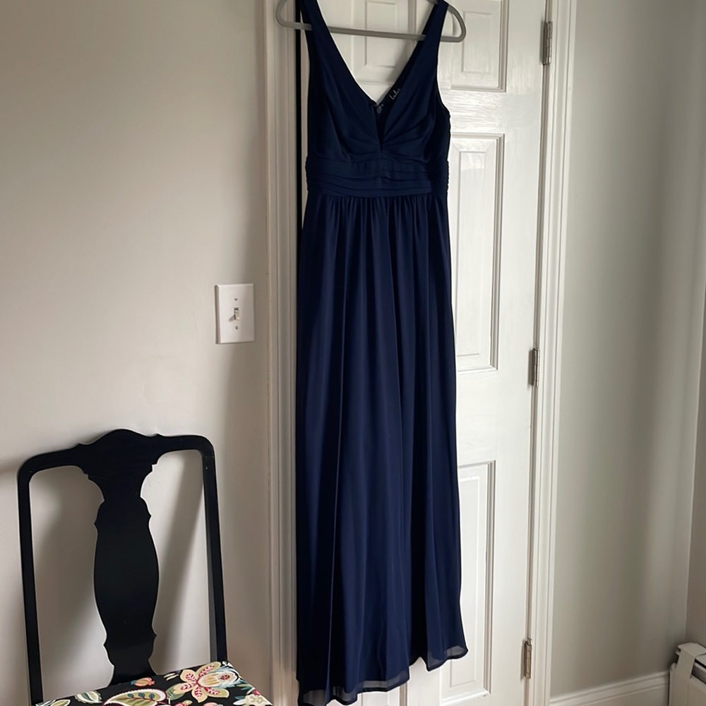 Plunge Navy Blue Maxi Dress - like new